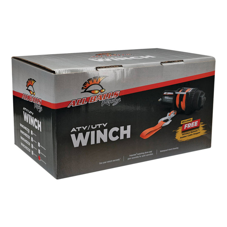 ALL BALLS 4 BOLT WINCH 6000LB with 33FT SYNTHETIC ROPE