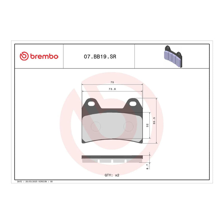 Brembo Xtra Brake Pad Sinter Front 07BB19SR