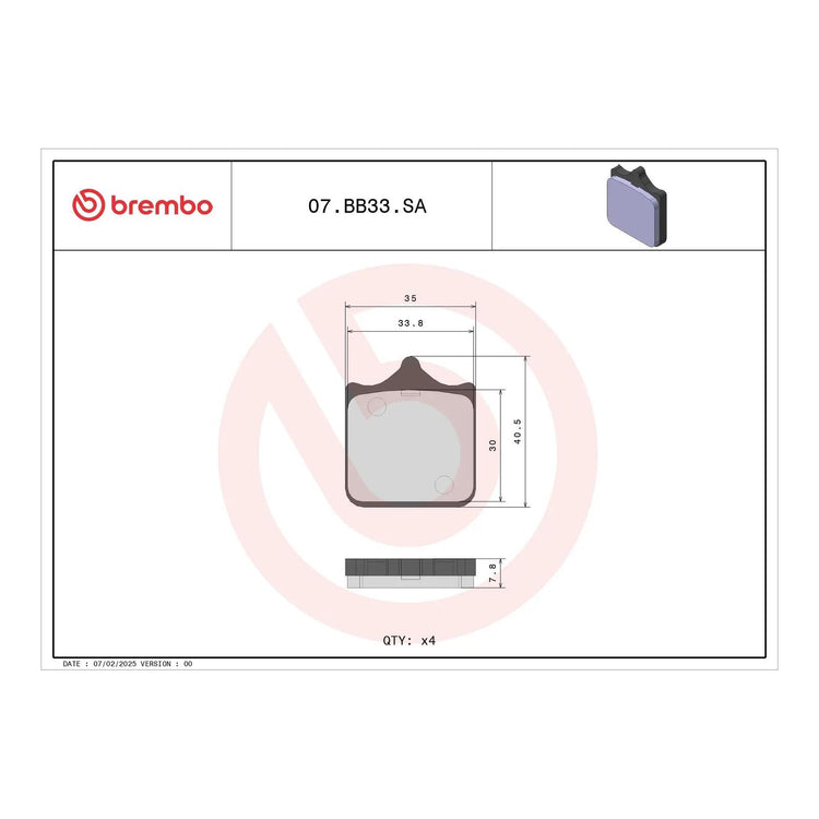 Brembo Prime Brake Pad Sinter Front 07BB33SA