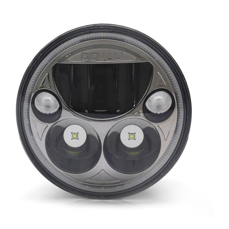 Denali M5 E-Mark LED Headlight Module - 5.75 Round, Black Chrome