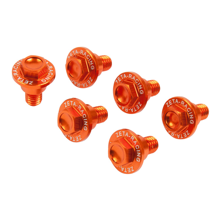 Zeta Fork Guard Bolt Set (6 Pack)- KTM/Husqvarna - Orange