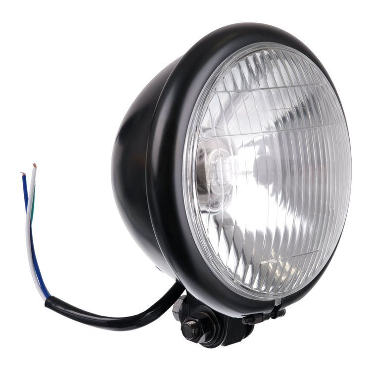 Whites Headlight Bates 5 3/4 Bottom Mount H4 60/55W Black