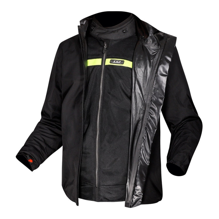 LS2 Riva Men's Jacket - Light Grey / Hi-Vis Orange