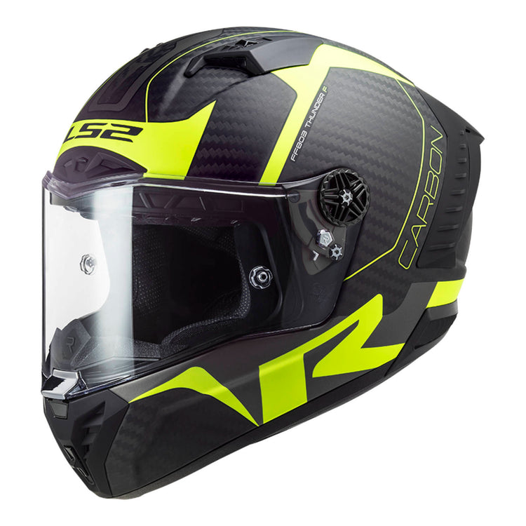 LS2 FF805C Thunder Carbon Helmet - Matte Carbon / Hi-Vis Yellow