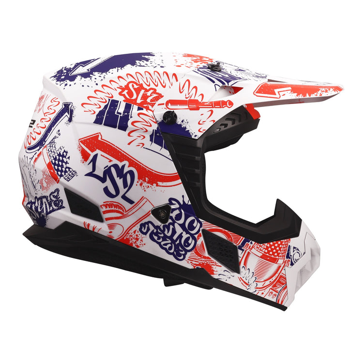 LS2 MX706J COZ Fantasy Junior Helmet - Matte White / Red / Blue