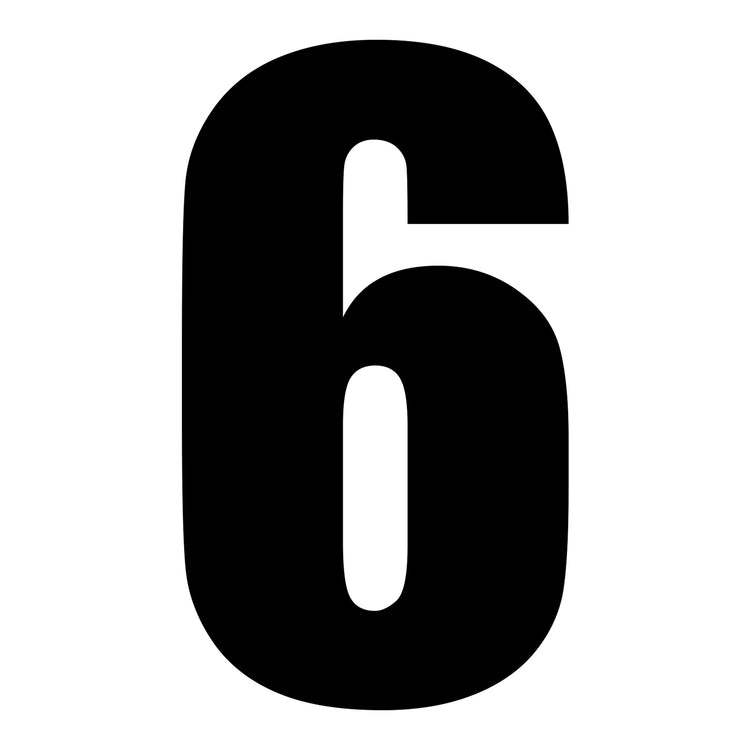 Whites Race Number - Black #6 (10 Pack)