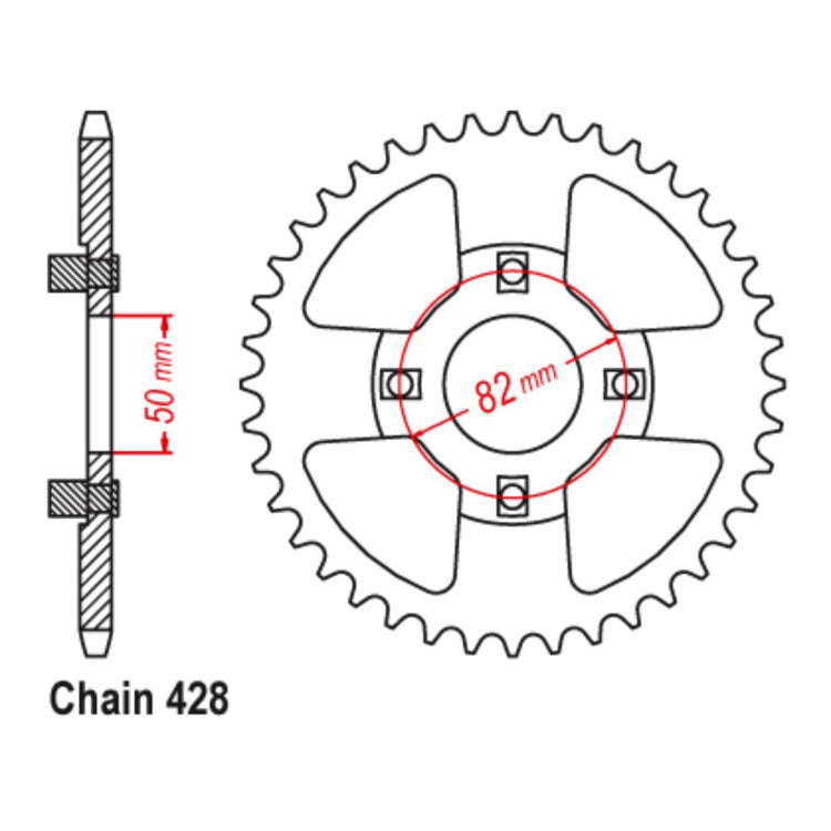 MTX 999 Steel Rear Sprocket #428 (11-459)