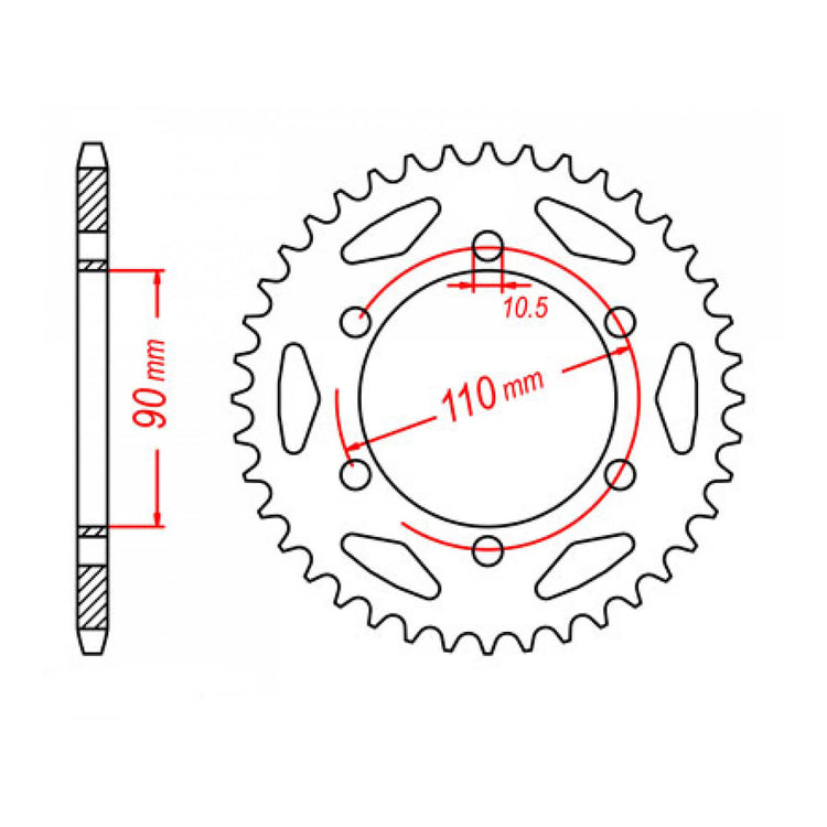MTX 850 Steel Rear Sprocket #530 (11-256)