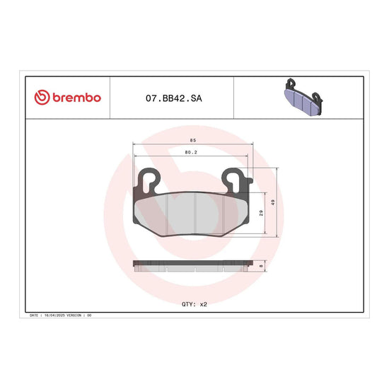Brembo Prime Brake Pad Sinter Front 07BB42SA