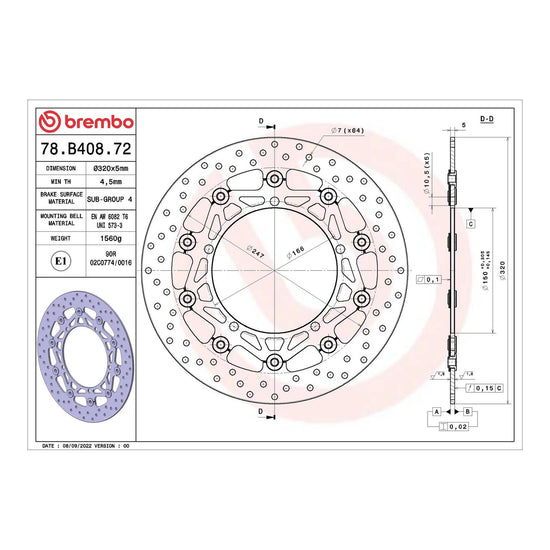 Brembo Prime Brake Disc Serie Oro Front 78B40872