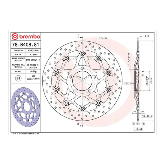 Brembo Prime Brake Disc Serie Oro Front 78B40881