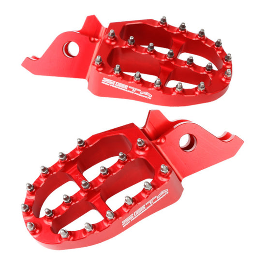 Zeta Aluminium Foot Pegs - Honda CRF250 / CRF450, CRF250L / M / Rally - Red