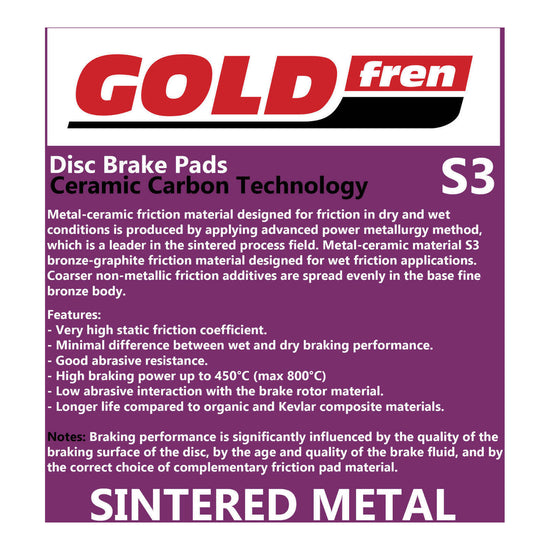 GOLDfren Brake Pads Sintered Sports GF060 - S3 (PH70)