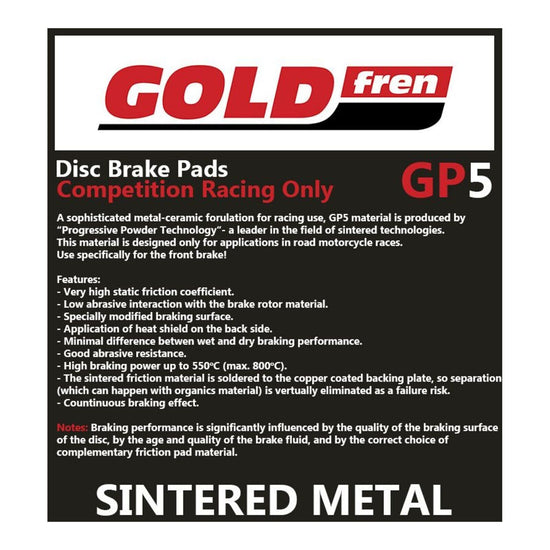 GOLDfren Brake Pads GF369 - GP5 - Indent