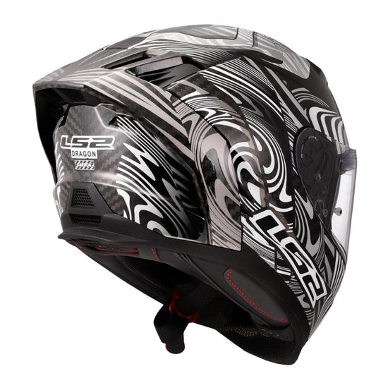 LS2 FF807 Dragon Carbon Enthum Helmet - Black / Silver 06