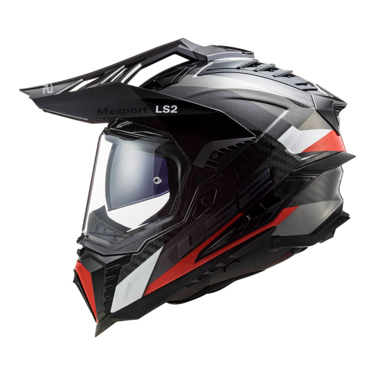LS2 MX701 Explorer Carbon Frontier Helmet - Titanium / Red