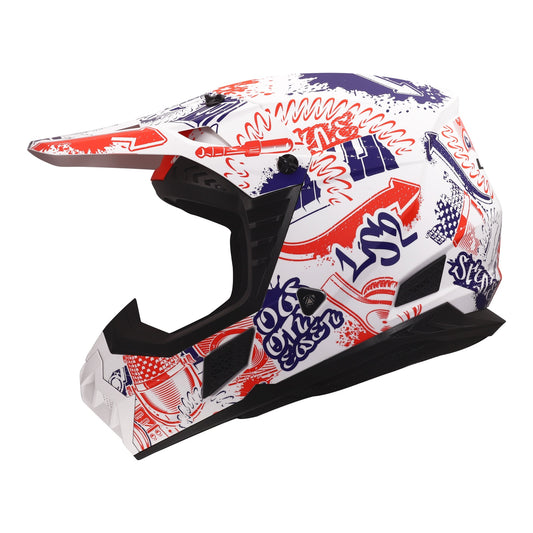 LS2 MX706J COZ Fantasy Junior Helmet - Matte White / Red / Blue