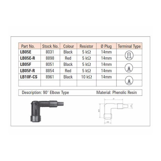 NGK LB05F SPARK PLUG CAP (8051) NLA